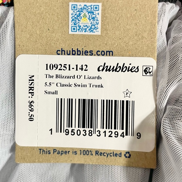 Chubbies The Blizzard O'Lizards 5.5"Classic Swim Trunk NWT - Picture 13 of 15